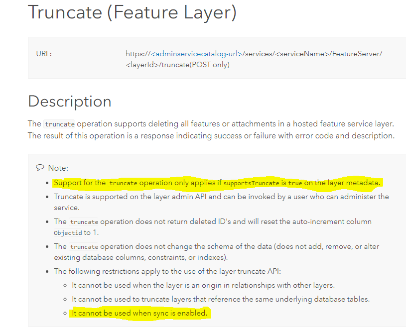 REST truncate documentation