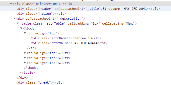 Web Map popup HTML