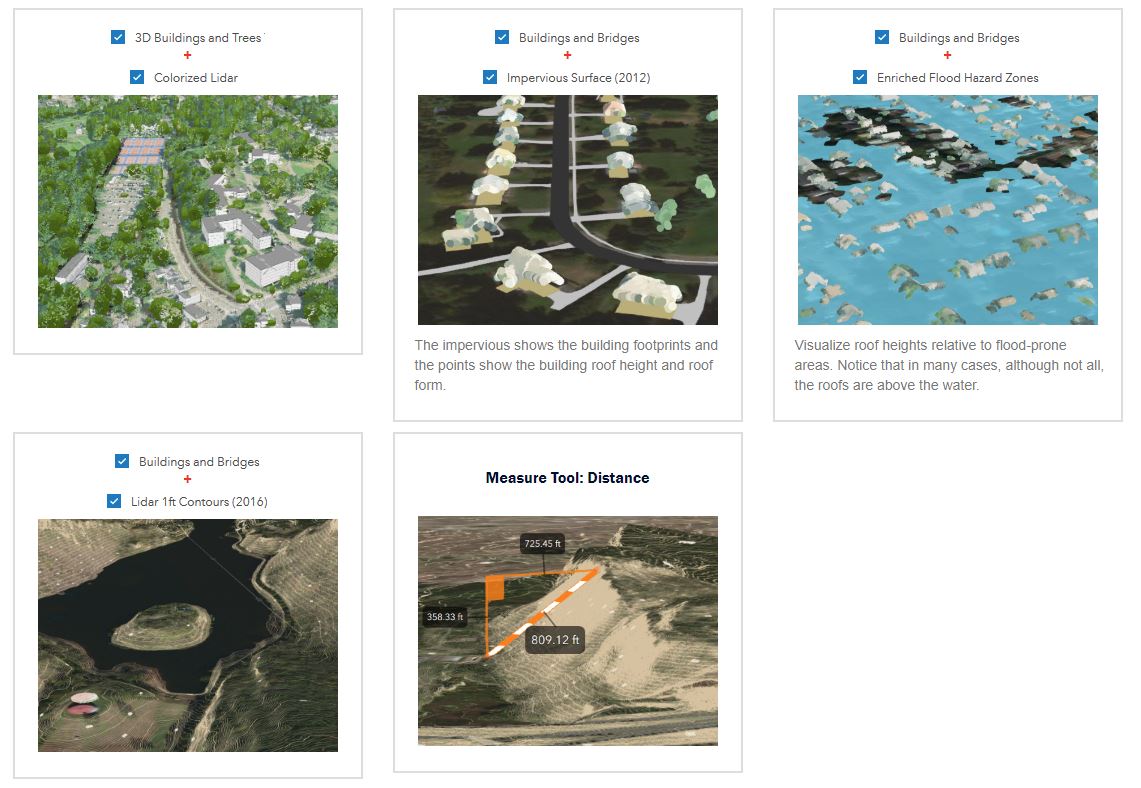 Connecticut Examples of lidar point cloud display