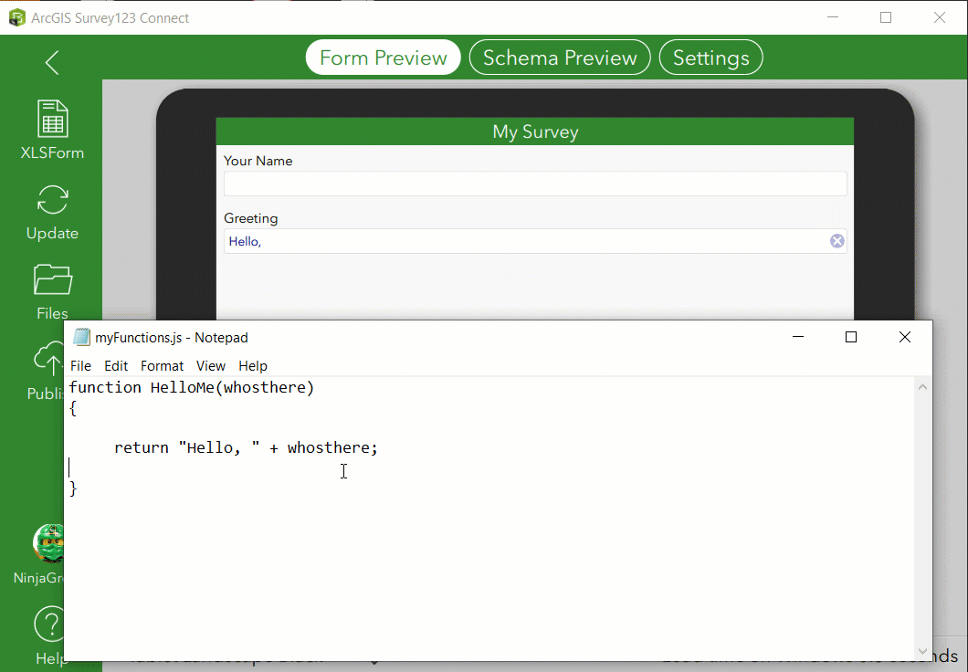Custom JavaScript functions in Survey123