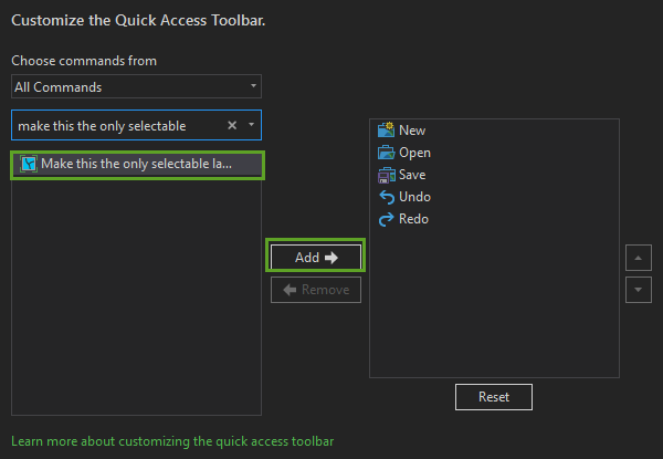 customize quick access toolbar