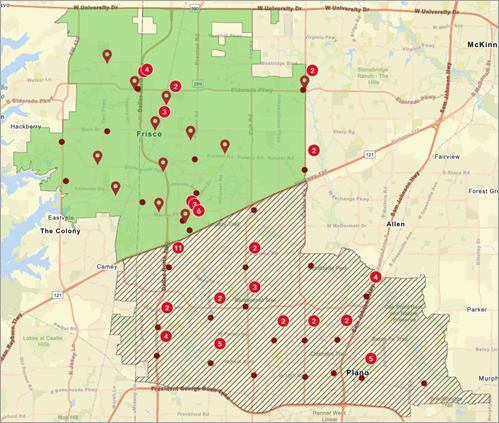 Map of competitor locations