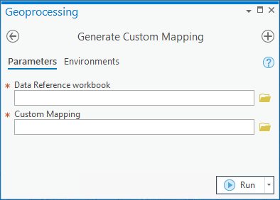 The Generate Custom Mapping tool user interface.