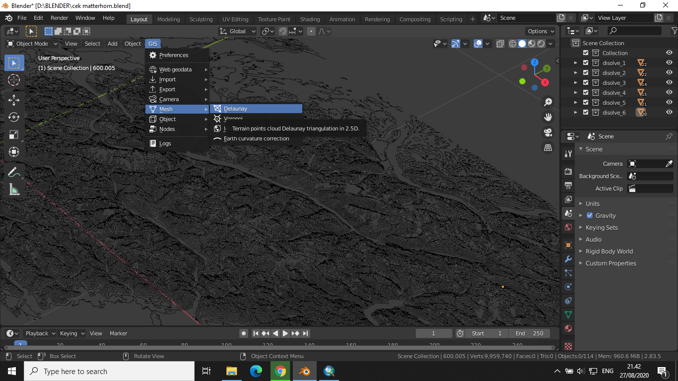 This is the image about my imported contour data in Blender3d