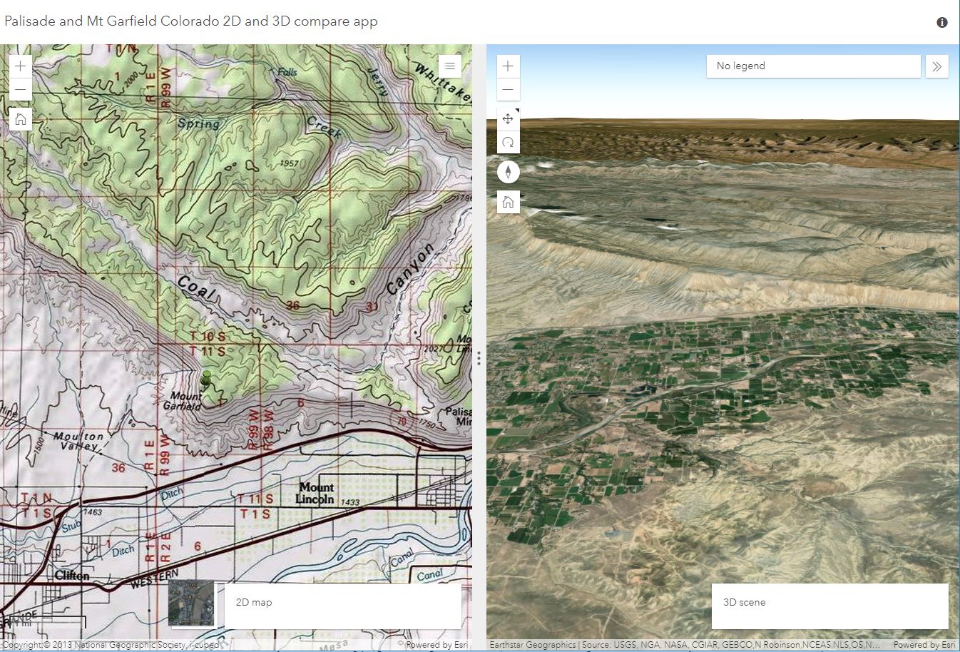 Mt Garfield 2D and 3D scene.