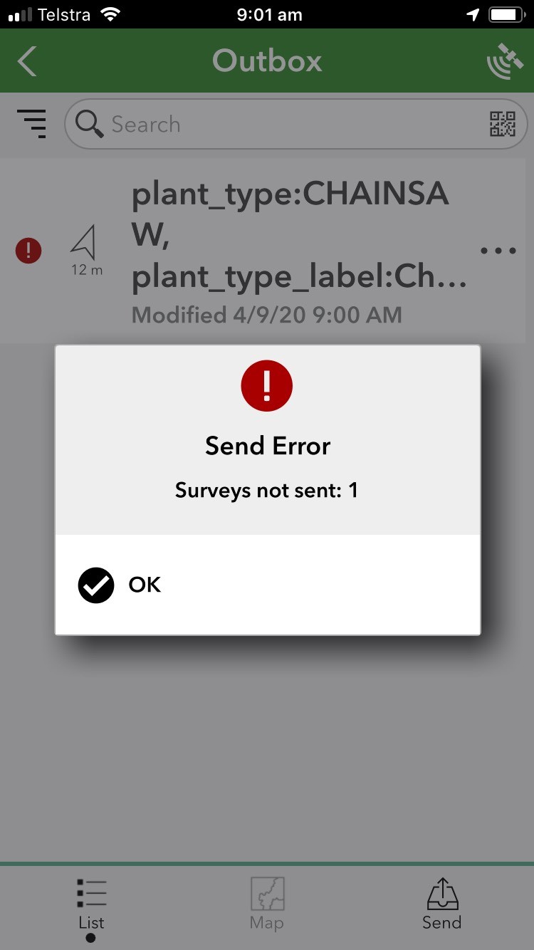 Survey123 send error