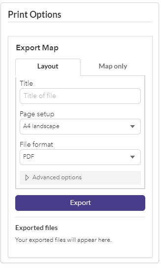 Interface showing the print service