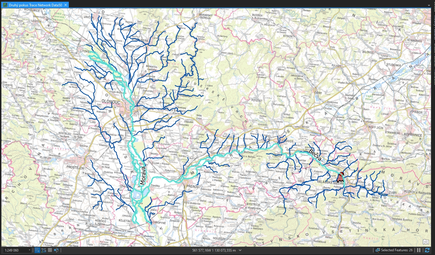Downstream in river network