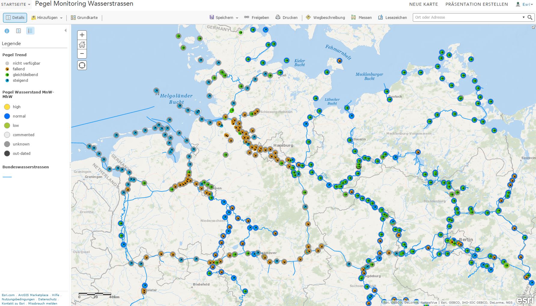 Pegelonline Und Bundeswasserstrassen Fur Arcgis Ve Geonet The Esri Community