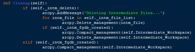 The portion of the script which is responsible for deleting the file gdb.