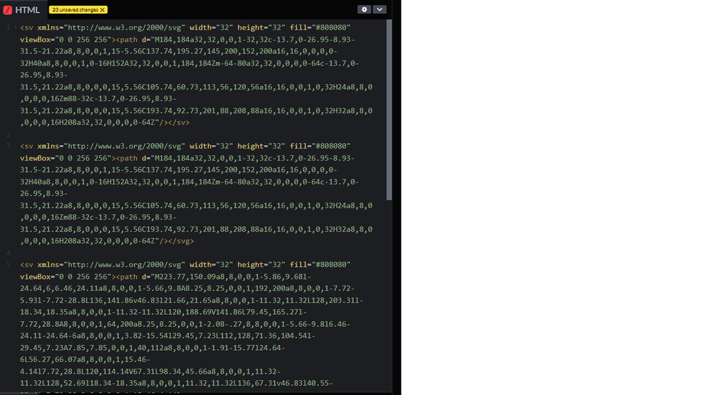 SVG Code in HTML Editor