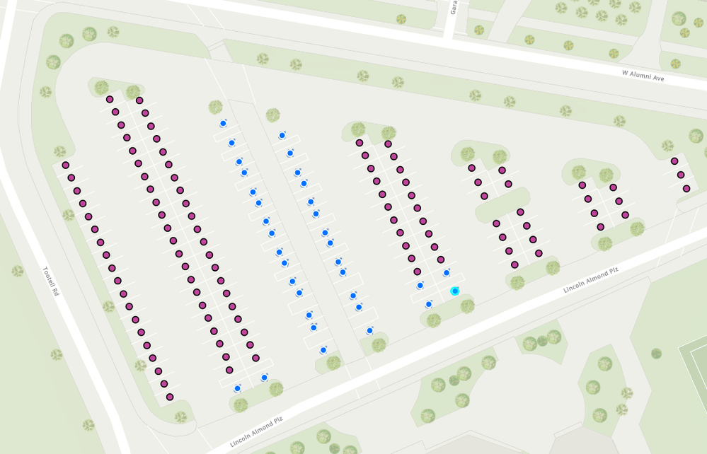 URI's parking space inventory overlain on the university-maintained community basemap