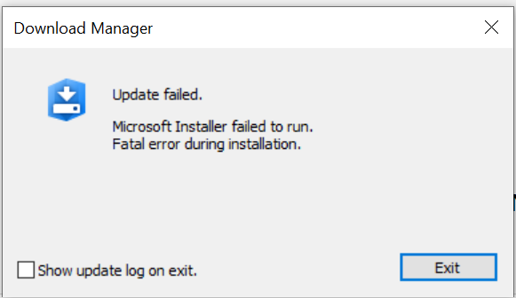 ArcGIS Pro Download Manager Update failed.PNG