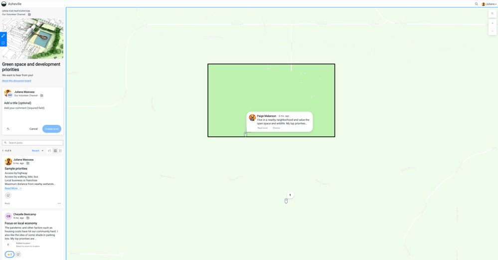 Discussion board with discussion location boundary defined