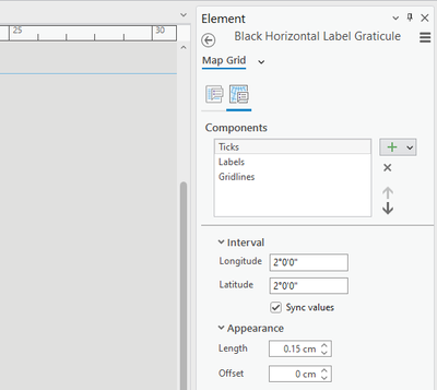 ArcGIS Pro grid settings like tick length use cm