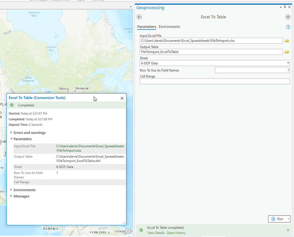 Geoprocessing Tool Details Dialog with Parameters