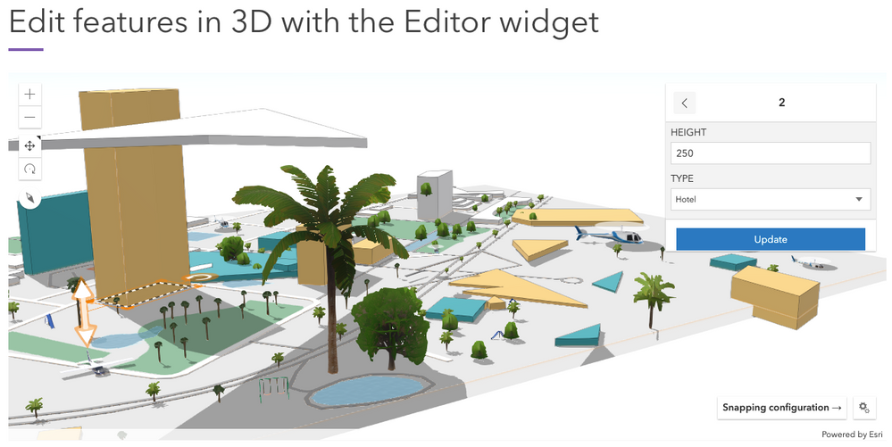 Edit features in 3D with the Editor widget (with snapping)