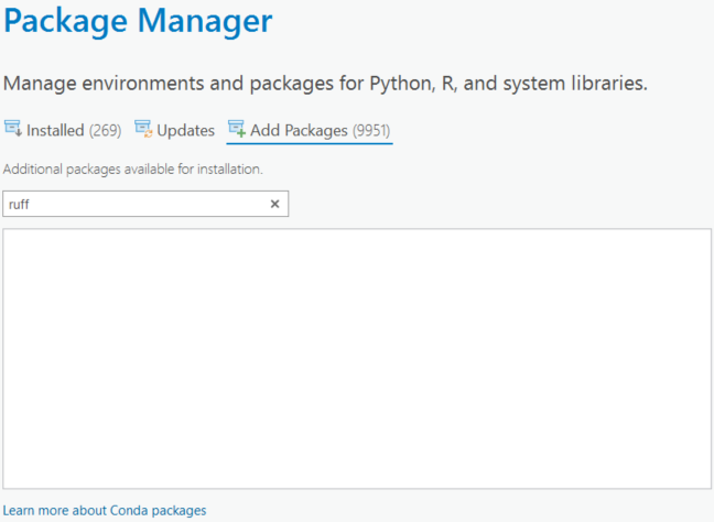 Make the Ruff Python library available in ArcGIS P... - Esri Community