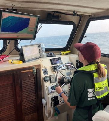 Conducting a multibeam sonar survey aboard the R/V Sallenger
