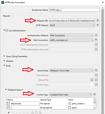 HTTPCaller configuration for AddAttachment end point