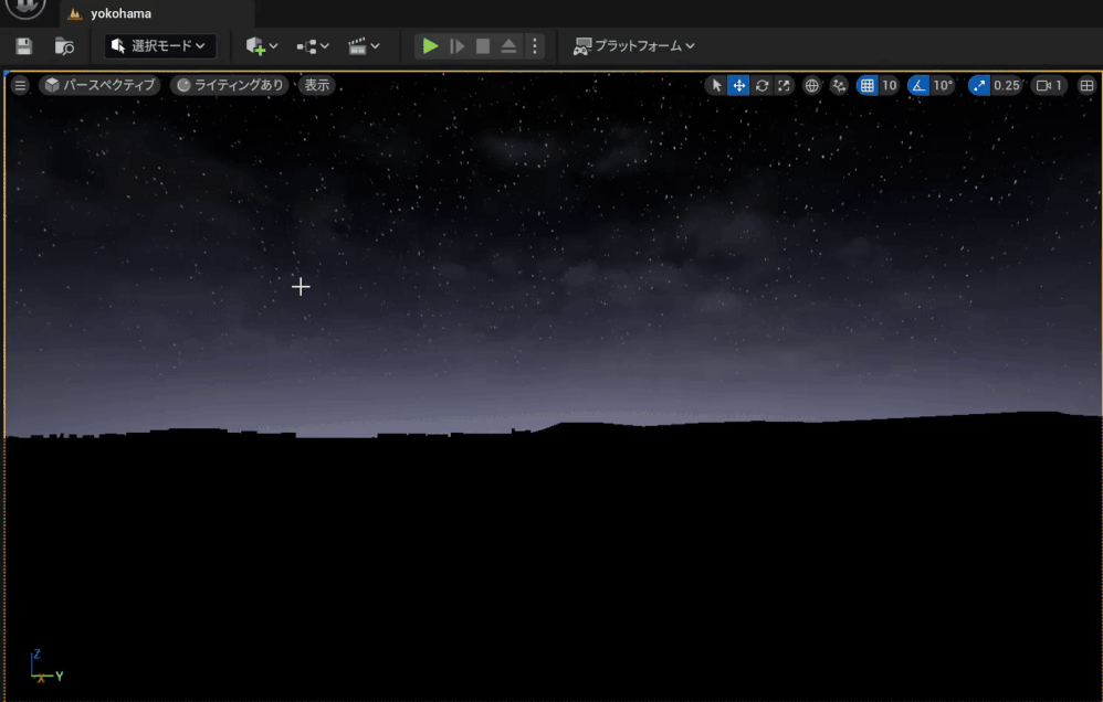 地図に対して Directional Light を配置するような形でドラッグ アンド ドロップ