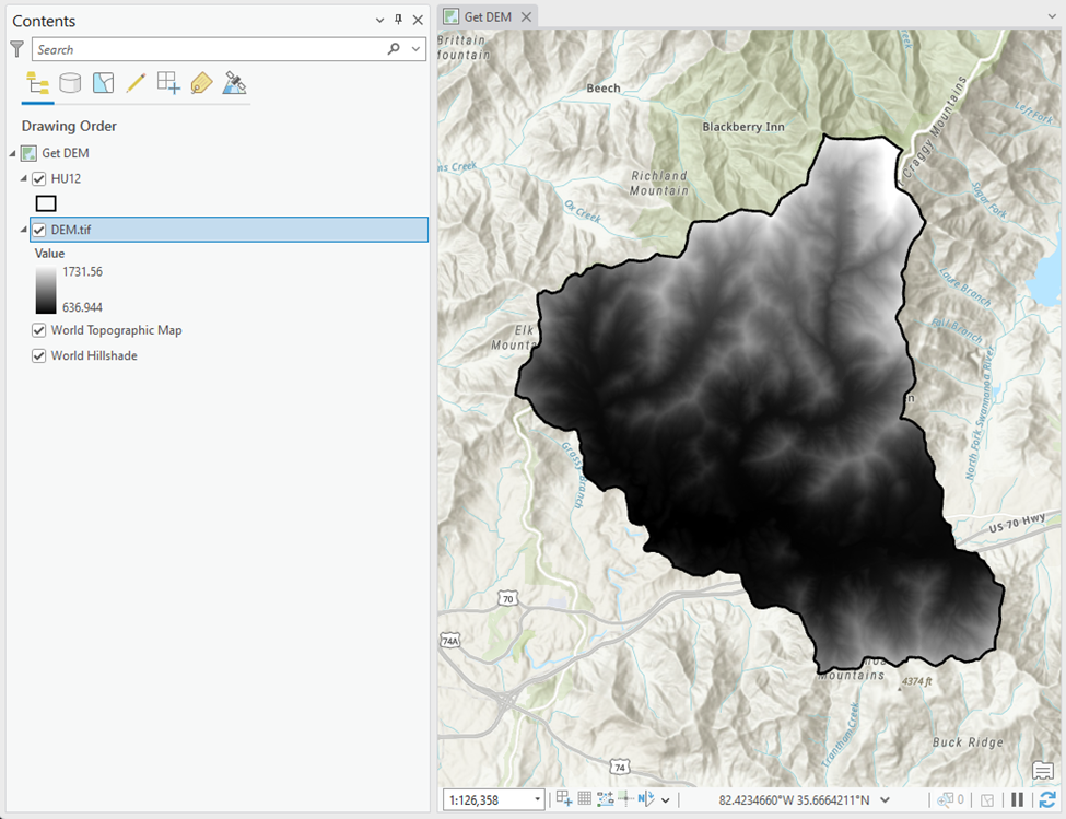 Figure 7 Download DEM output results