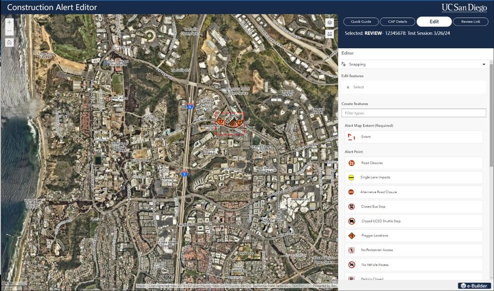 Construction alert edit application