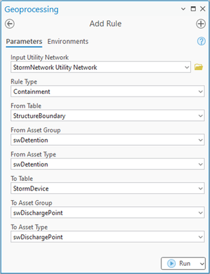 RobertKrisher_1-1741369170955.png Adding a rule allows us to model an explicit association between the detention basin and the discharge points that represent its inlets and outlets.