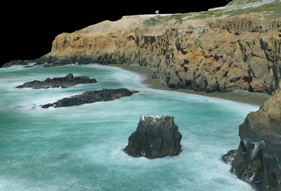 The waterbody correction applies to all output layers including the 3D mesh. Textured features within the waterbody polygon, such as the rock outcrops, are reasonably preserved, while the rest of the water area is flat.