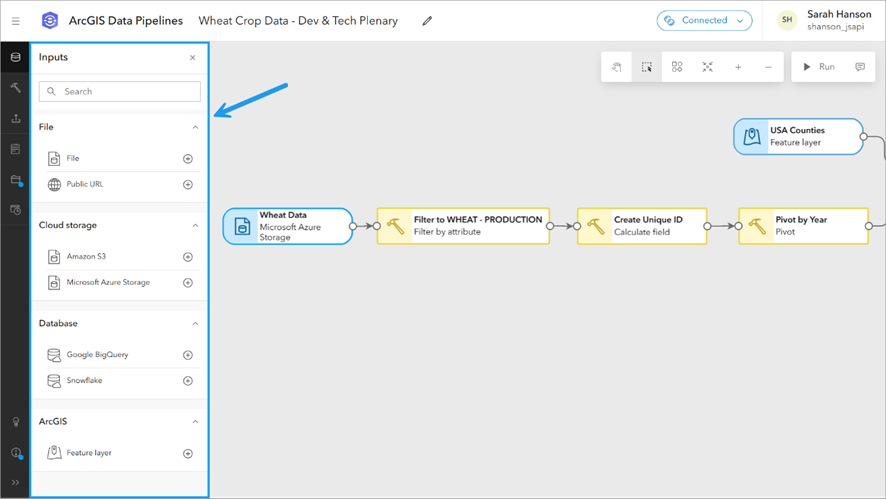 ArcGIS Data Pipelines で使用できる入力データ ソース