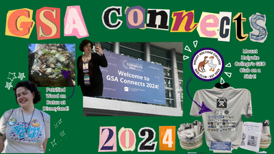 Img Description: Green background with scrapbook letters and numbers for "GSA Connects 2024" with misc. images from the event