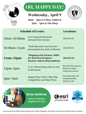 Img Description: white flyer with green background on schedule of events