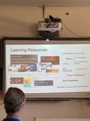 Img Description: White slide with images of how to Use GIS with examples of resources for all skill levels.