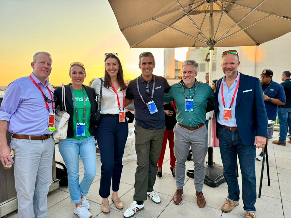 We are grateful for Remsoft and Spatial Dimension for sponsoring the social. Pictured from left to right: Luke Kelleher (Esri), Diana Davies-Harju (Remsoft), Sarah Eshpeter (Esri), Pablo Asirón (Remsoft), Brian Greening (Spatial Dimension), and Adam Pittman (Esri.)