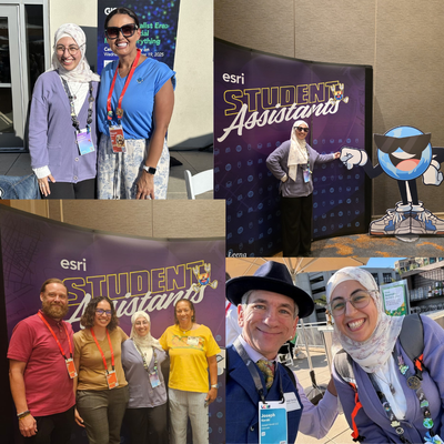 Clockwise from upper left: with Raquel Perez, YPN founder and manager; me acting like a globe with Globe; lower left with Dawn Wright, Xochitl Garcia, and Gary Lee; and lower right with the amazing Joseph Kerski