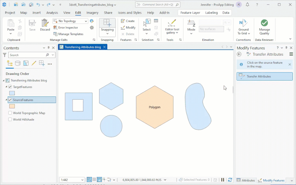 Transfer Attributes to one feature and then multiple features.