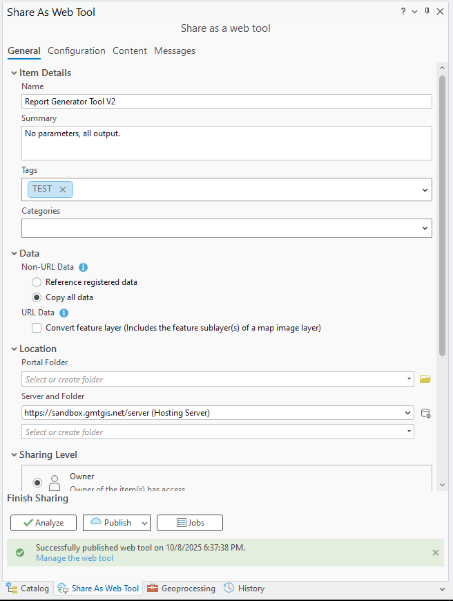 Solved: Issues when consuming a published Geoprocessing To... - Esri ...