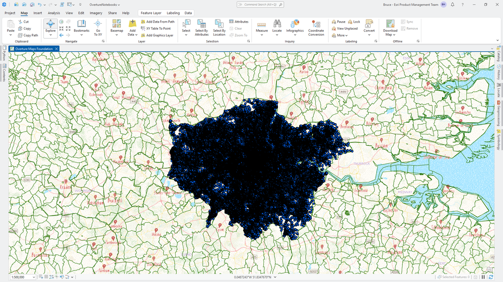 Division Areas and Places in greater London, GB