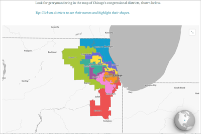 An embedded map in the Redistricting activity