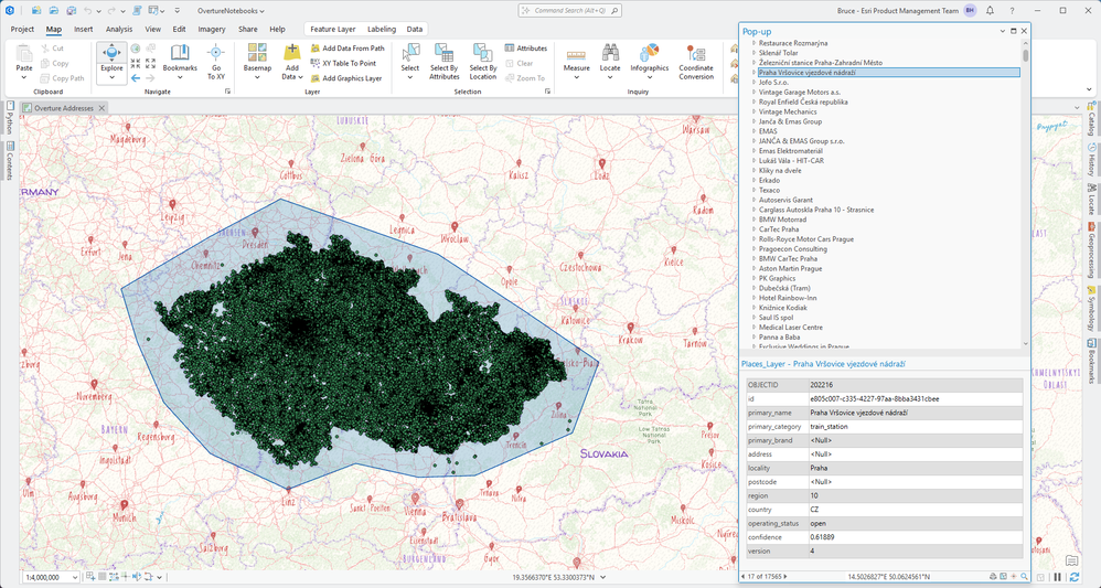 Place points in the Czech Republic