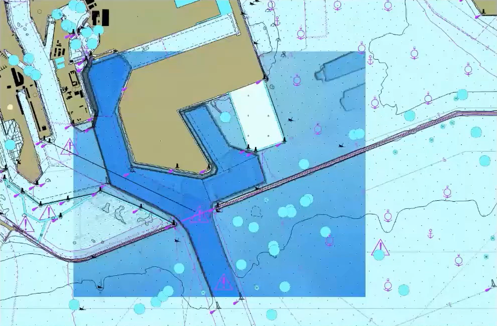 S-102 layer added to a nautical chart