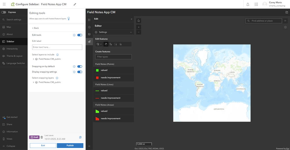 Editing tools in the Instant Apps Builder.