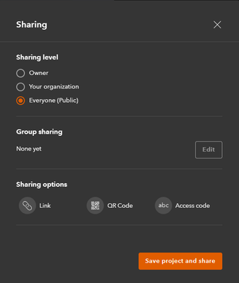 Sharing options in the QuickCapture designer with Hub Premium licensing.
