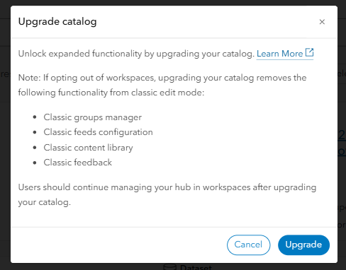Upgrade catalog notice