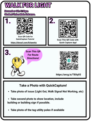 Img Description: White background with three QR codes to show how to download the QuickCapture App and find the Routes.
