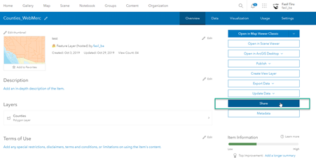 Sharing items in ArcGIS Online