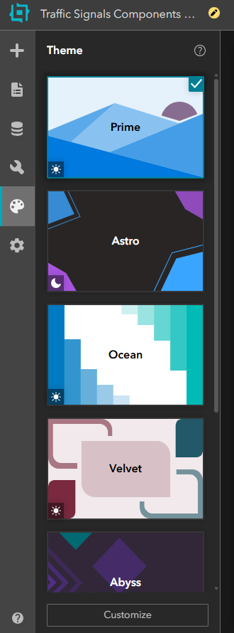 Theme Panel open with Customize showing at the bottom.