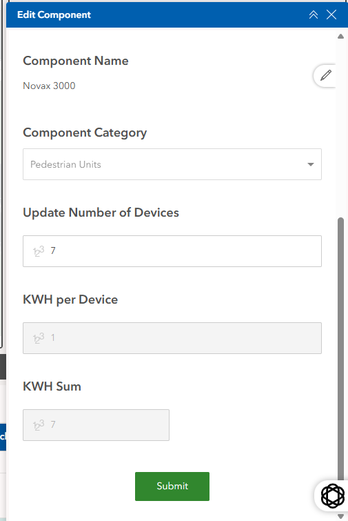 Edit Survey showing the change to the device count before the survey is submitted.