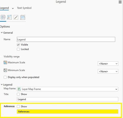 Legend option for displaying references
