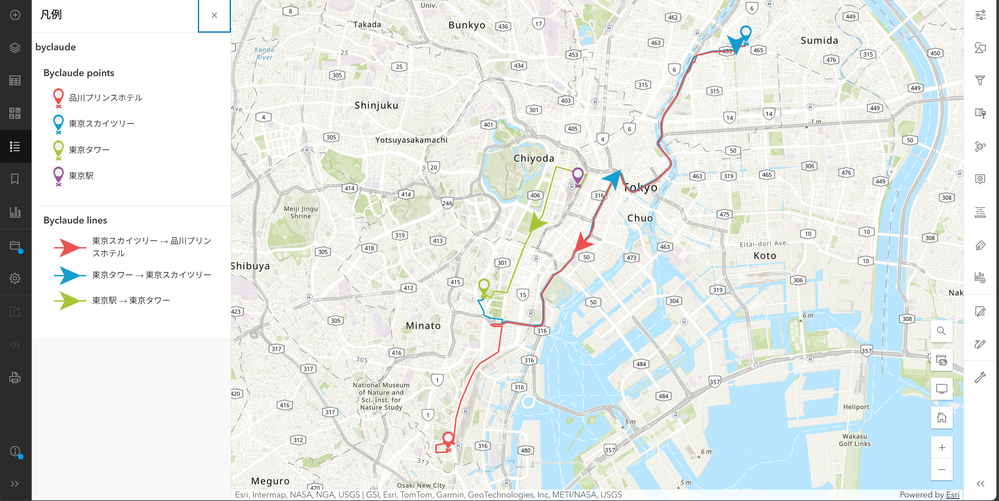 ルートを GeoJSON で書き出した結果